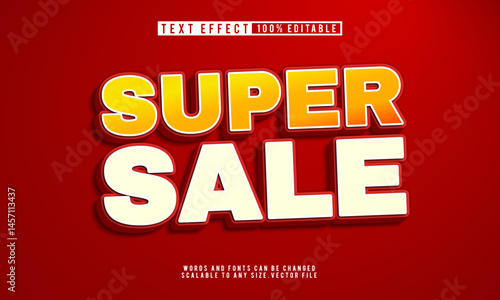 Super sale bold 3D editable text effect, perfect for eye-catching promo designs.