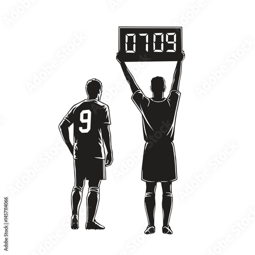 vector silhouette illustration of subtitution player in soccer match