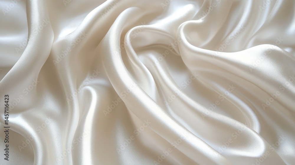 Luxurious white silk fabric with elegant folds and soft texture Luxurious white silk fabric with elegant folds and soft texture