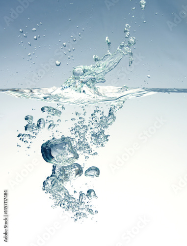 water splash, bubbles under water,  studio shot