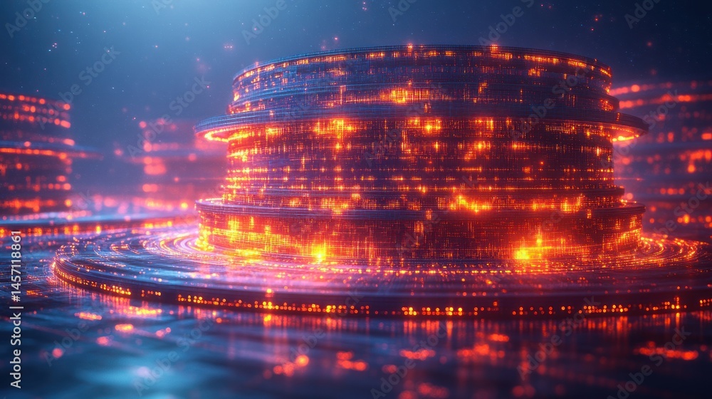 Fototapeta premium Futuristic city, rings of light