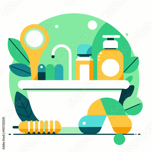 Detox Bath Setup in a Vibrant Style with Natural Elements  