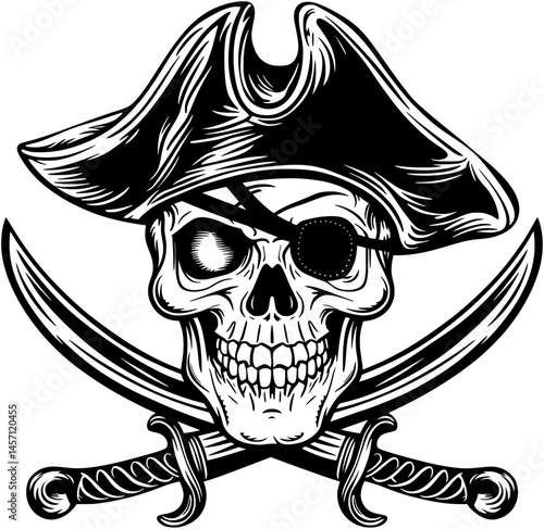 Pirate Jolly Roger Skull Logo SVG
