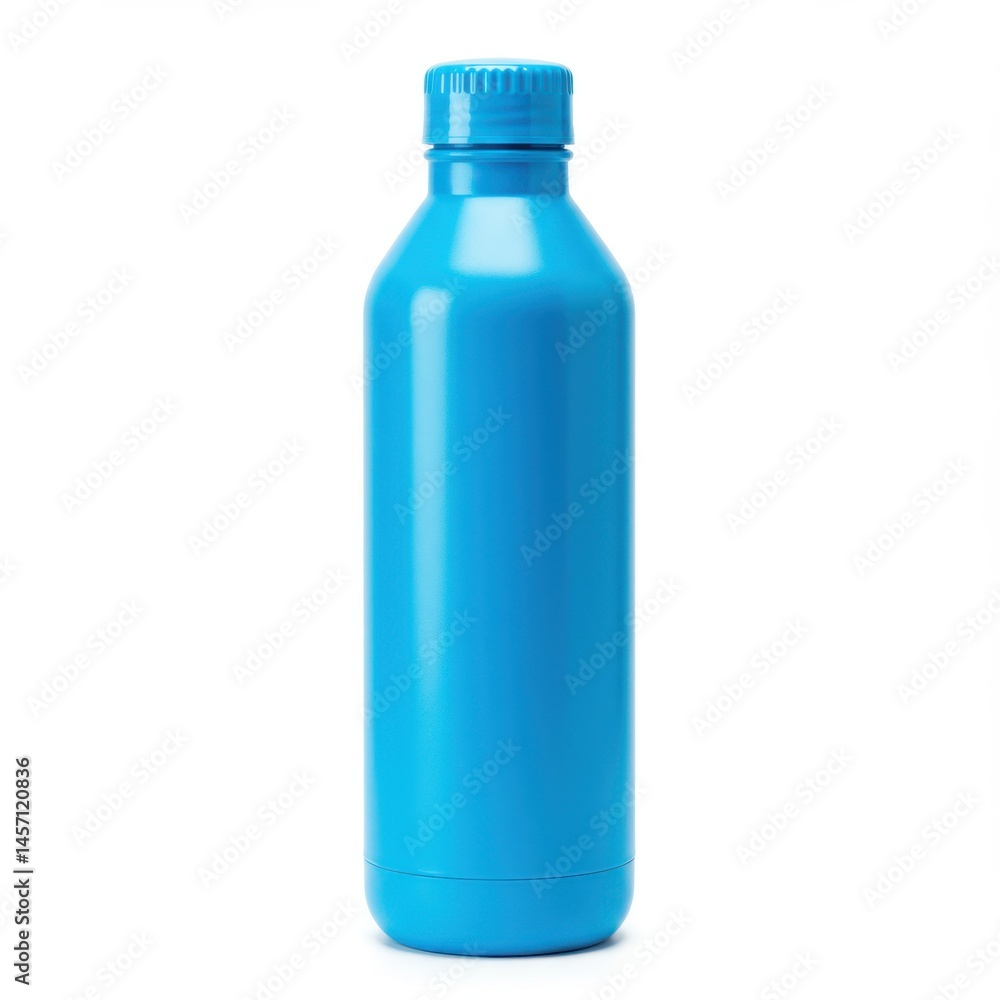 Isolated shot of a shiny blue water bottle with a matching cap on a plain white background studio shot Isolated shot of a shiny blue water bottle with a matching cap on a plain white background studio shot