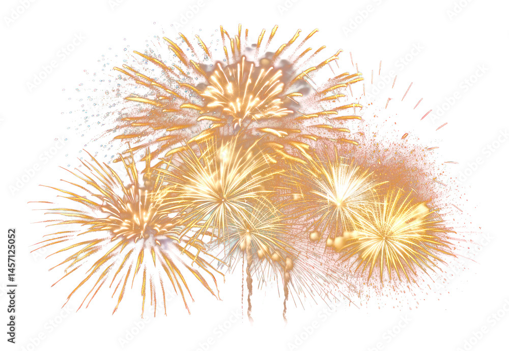 Obraz premium PNG Gold fireworks exploding in the sky celebration chandelier explosion.