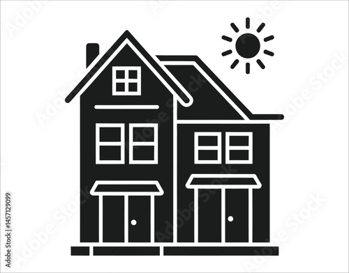 Flat House Icons Collection – Black and White
