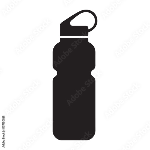 Black water bottle silhouette illustration on white background reusable container for hydration and fitness