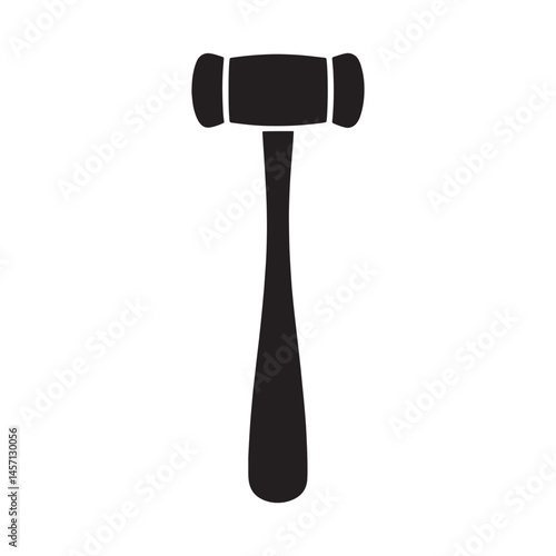Black mallet silhouette illustration on white background tool for carpentry and construction work equipment