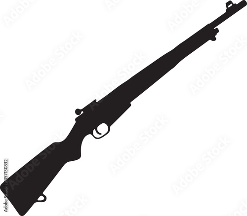 hand drawn gun silhouette, m14 gun, gun rifle vector silhouette isolated on white background