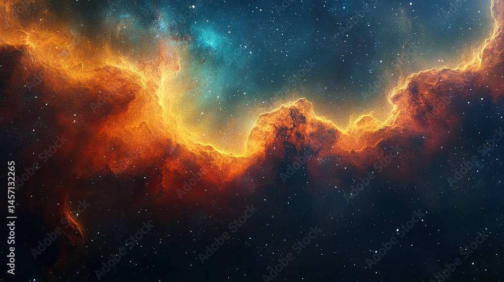 Fototapeta premium Stunning Deep Space Nebula â€“ Colorful Cosmic Clouds, Galactic Wonders --