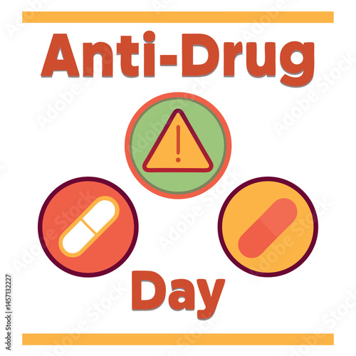 


   Anti Drug day vector illustration.
