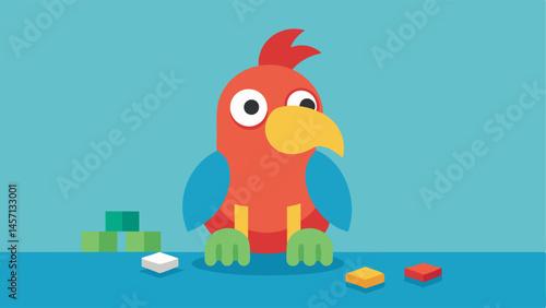 Abused Parrot A colorful parrot with ruffled feathers and a sad look sitting alone on a perch with broken toys and no companionship.