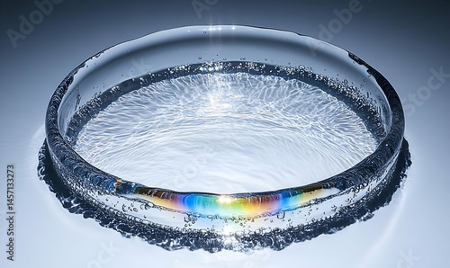 Iridescent Water in Glass Petri Dish