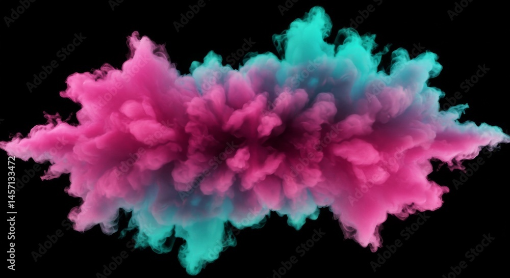 Obraz premium Pink And Cyan Color Smoke Explosion Abstract Background