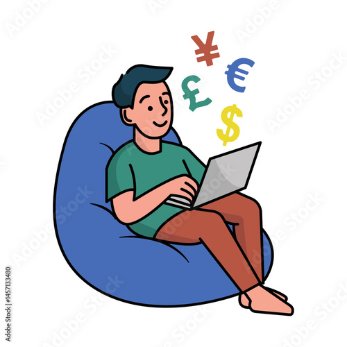 Freelancer Earning Global Money illustration