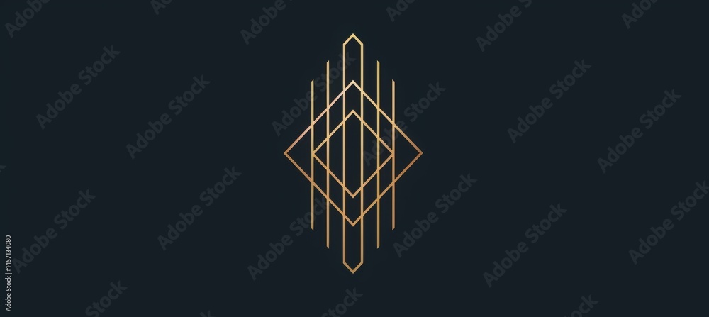 Modern Art Deco Business Logo in Gold Geometric Design