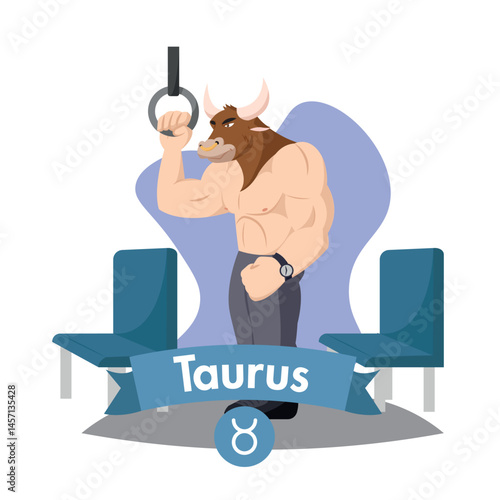 Taurus strong bull man. Vector