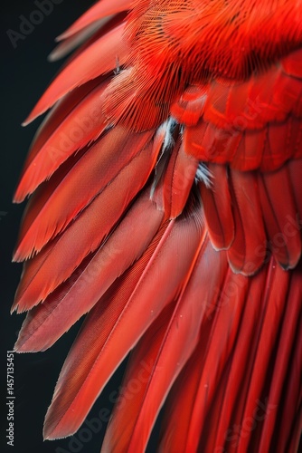Obraz na płótnie Vibrant Cardinal Wing Macro: Textures and Details for Nature Art Prints w salonie