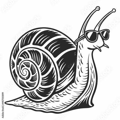 Cool Snail Wearing Sunglasses Vector Illustration