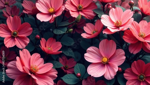 Wallpaper Mural Densely packed stylized blossoms, monochromatic palette, simple, modern, minimalist Torontodigital.ca