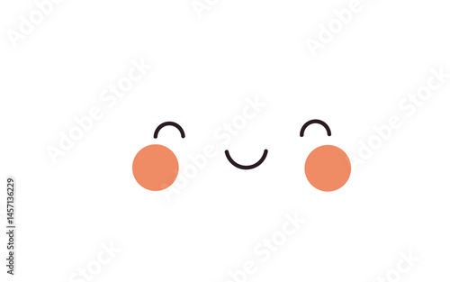 A smiling cartoon cloud with rosy cheeks and a sweet expression. Vector drawing against a black background; cute and cheerful