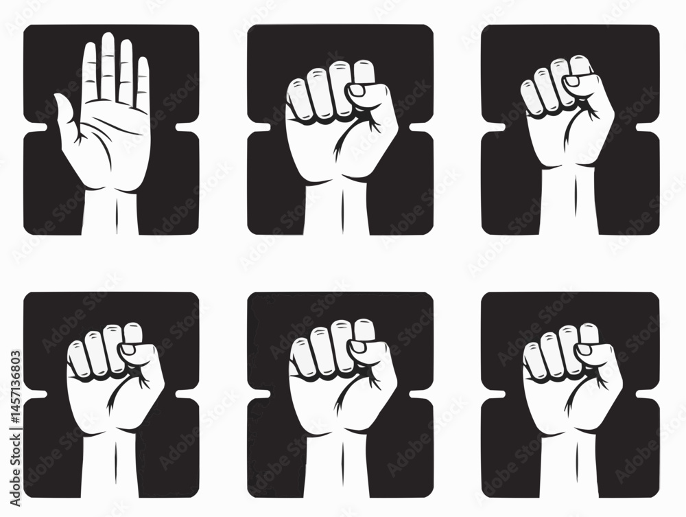 Fototapeta premium Hands raised in protest graphic illustration