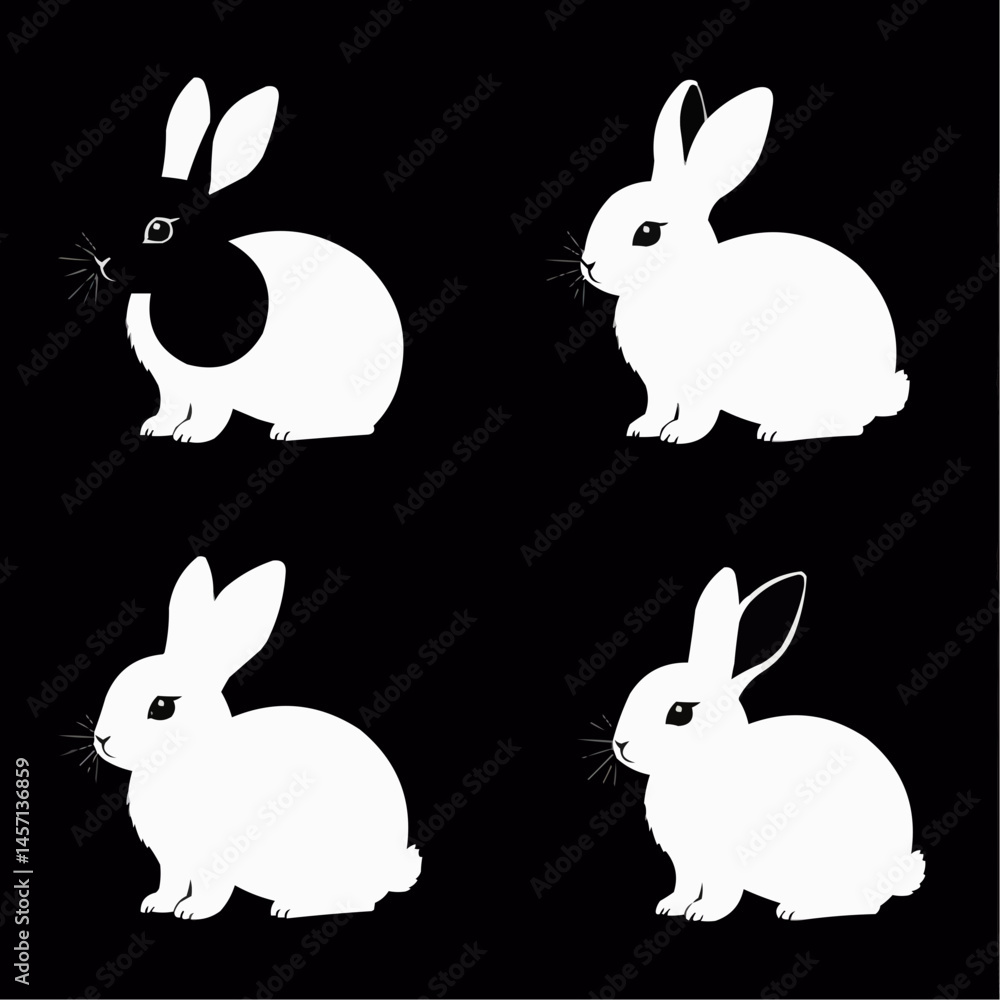 Four Silhouetted Rabbits Patterned on Neutral Background
Four Silhouetted Rabbits Patterned on Neutral Background