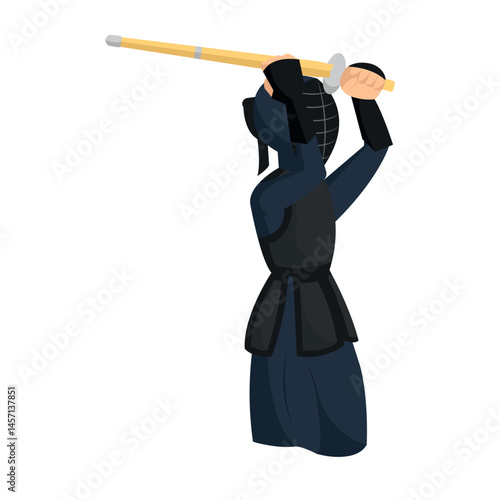 Kendo fighter with sword. Vector