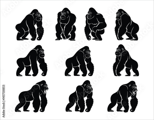 Elegant Gorilla Shape Vector