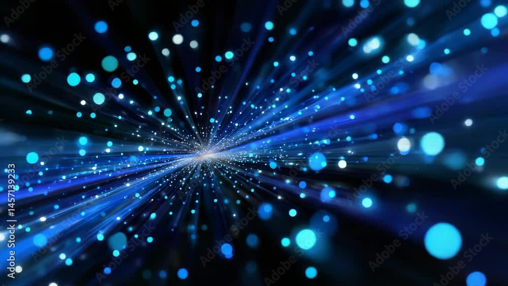 A vibrant display of blue light beams and particles creating an abstract digital atmosphere. A vibrant display of blue light beams and particles creating an abstract digital atmosphere.