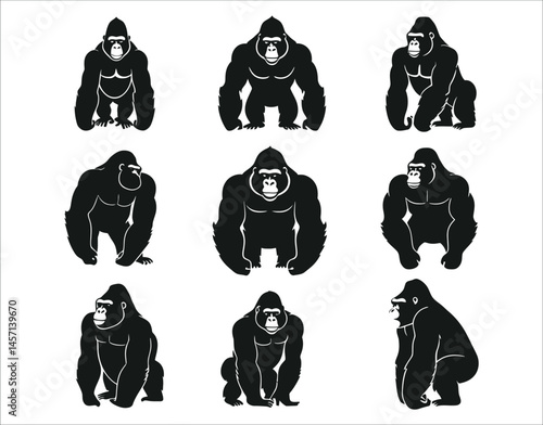Gorilla Silhouette on White Background
