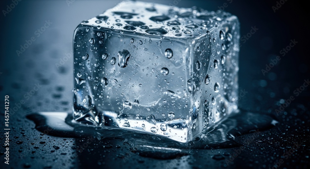 Melting ice cube closeup Melting ice cube closeup