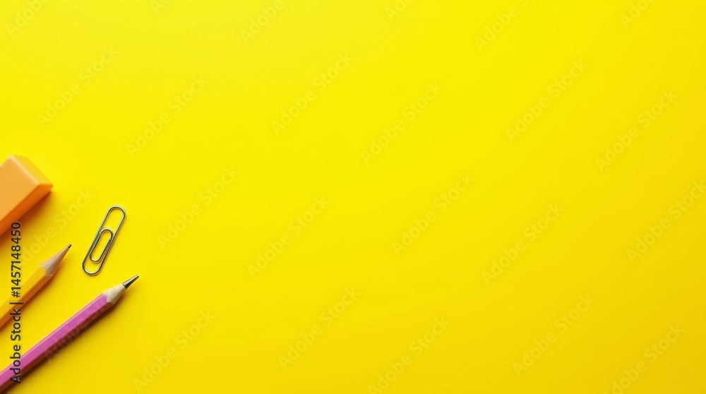 Bright school background with clean stationery layout and empty space for text — perfect for educational banners and online courses Bright school background with clean stationery layout and empty space for text — perfect for educational banners and online courses
