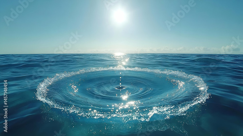Ocean Water Ripple With Sunlight