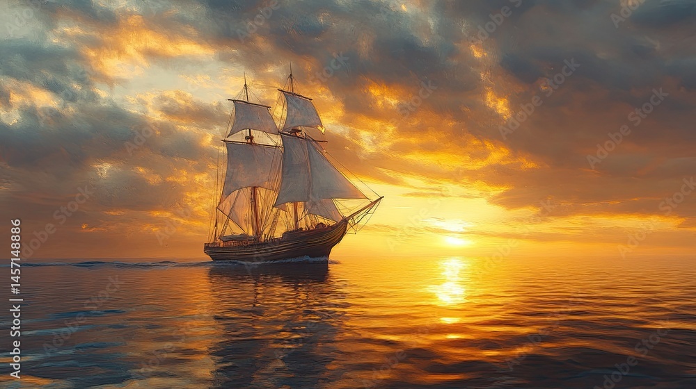 Obraz premium Sailing Ship on the Sea – Fine Art Sea Landscape