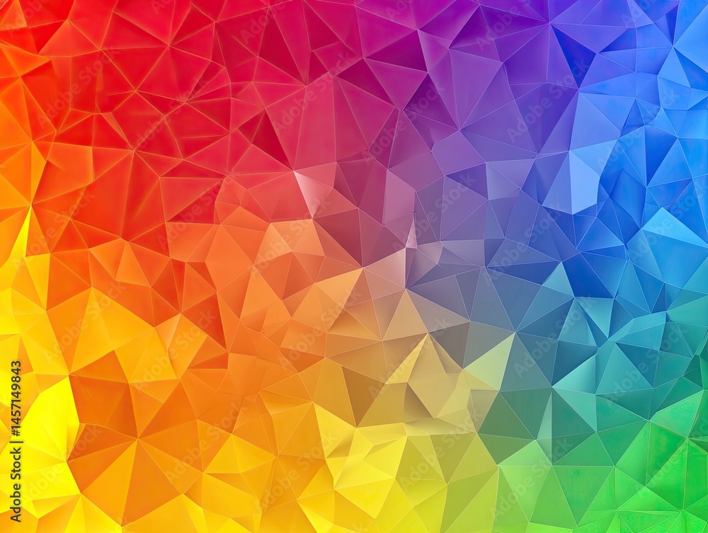 Obraz premium Polygonal Gradient Background with Rainbow Color Spectrum and Geometric Triangle Shapes