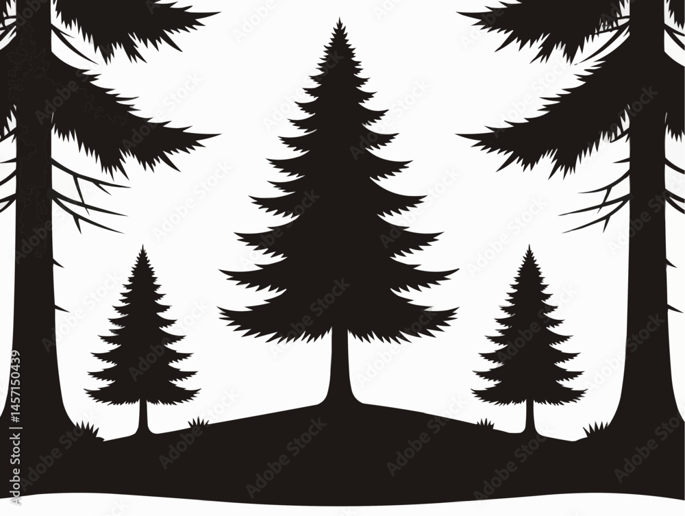 Fototapeta premium pine tree stand silhouetted on a hill
