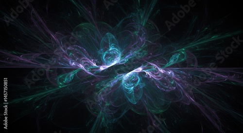 Abstract Teal Purple Fractal Art Background