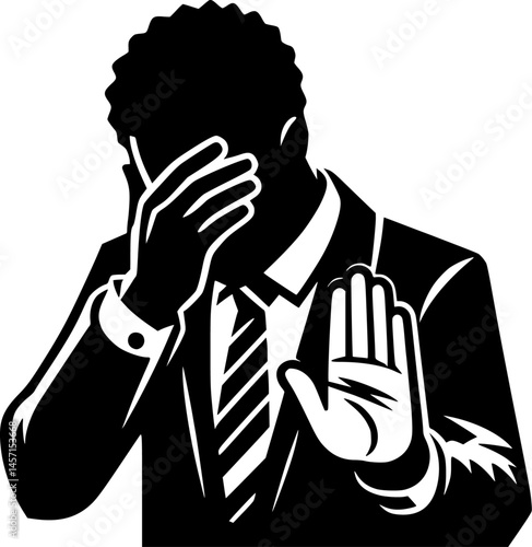 African American Man in Shame Pose Logo
