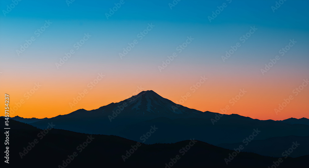 Obraz premium Mountain Silhouette at Sunset