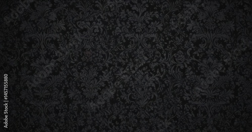 Intricate black damask wallpaper, seamless gothic floral vines , home, dark background