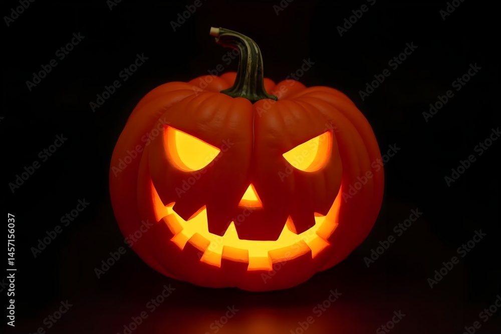 Fototapeta premium Halloween Jack O’ Lantern with Evil Grin on White Background