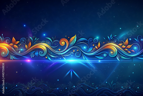 Creative illustration with seamless lines on blue background. Perfect for creative presentations, balanced composition.