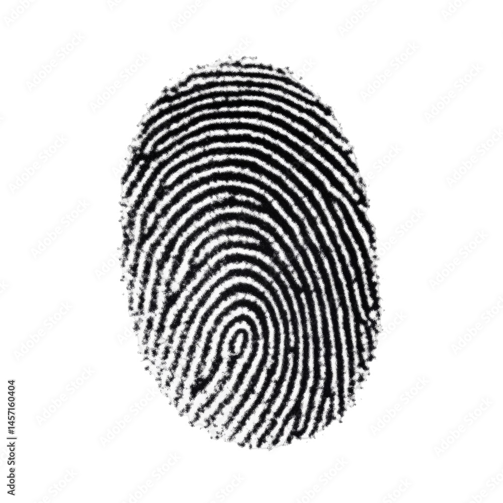 Close-up of a fingerprint showcasing unique ridge patterns in a black and white design, emphasizing individuality and identification. on transparent background Close-up of a fingerprint showcasing unique ridge patterns in a black and white design, emphasizing individuality and identification. on transparent background