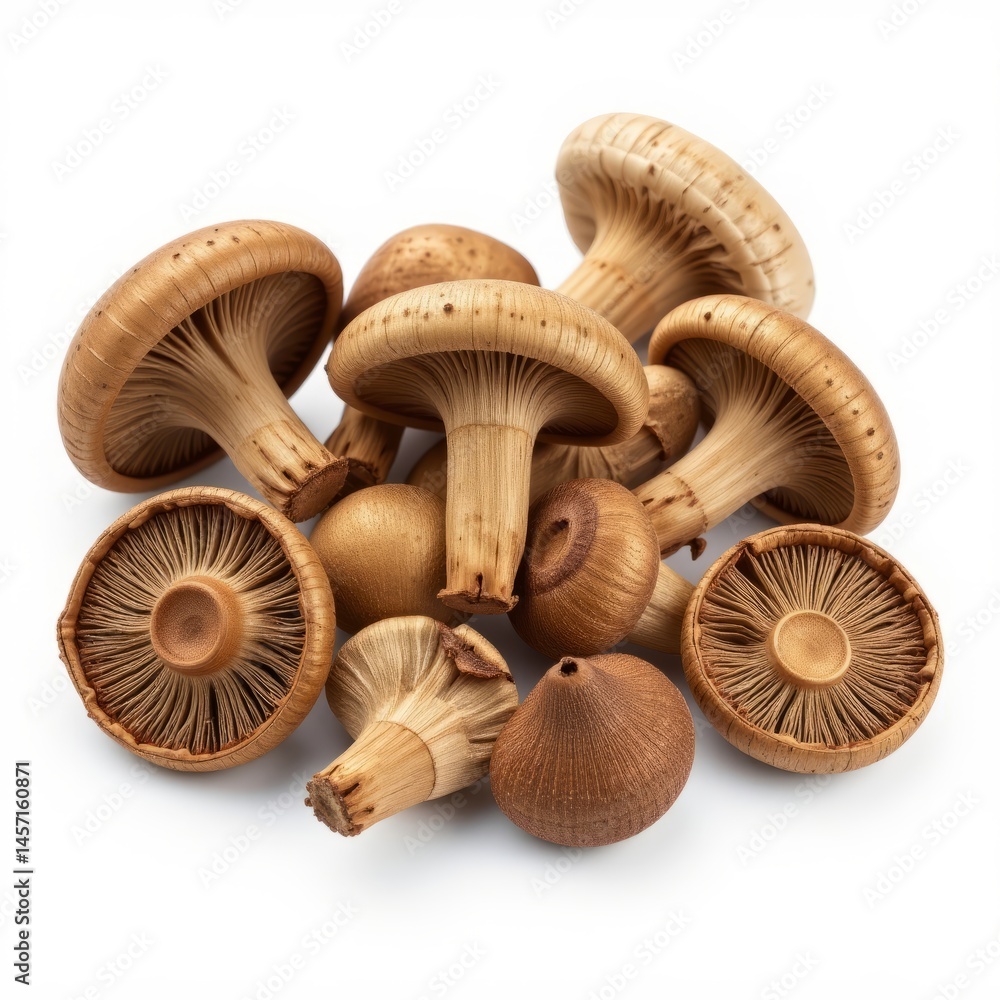 dried mushrooms, pure white background dried mushrooms, pure white background