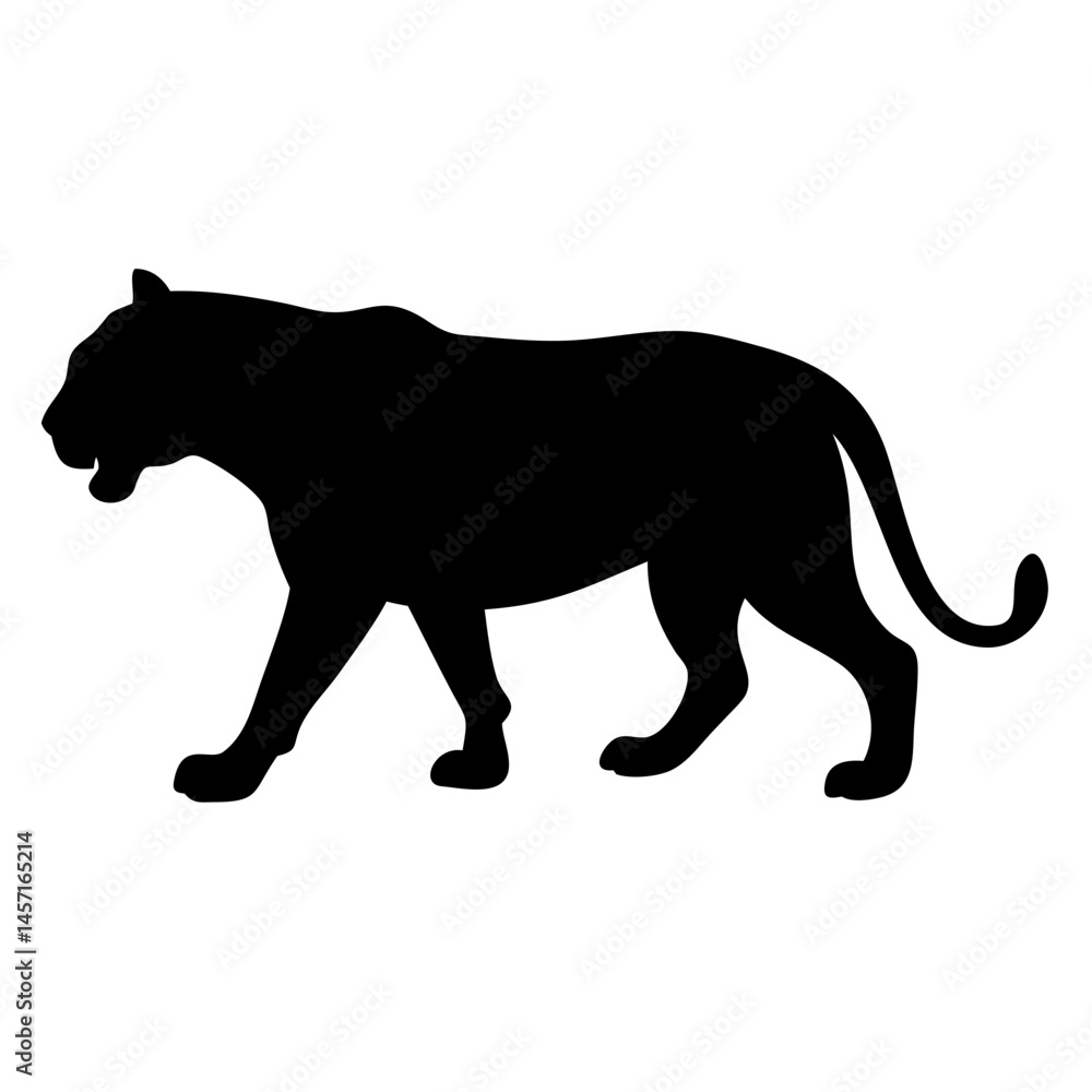 Silhouette of a Panther Walking, Perfect for Wildlife Design Silhouette of a Panther Walking, Perfect for Wildlife Design