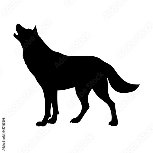 A powerful, dynamic silhouette of a wolf in motion.