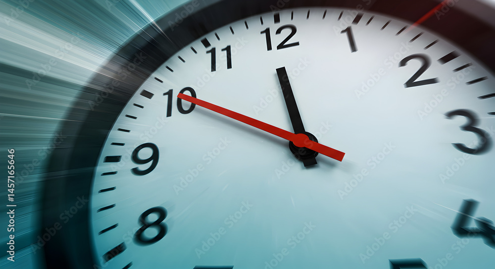 Close Up of White Clock Face Displaying Time at Almost Eleven with Red Second Hand Black Hands and Blurry Background Close Up of White Clock Face Displaying Time at Almost Eleven with Red Second Hand Black Hands and Blurry Background