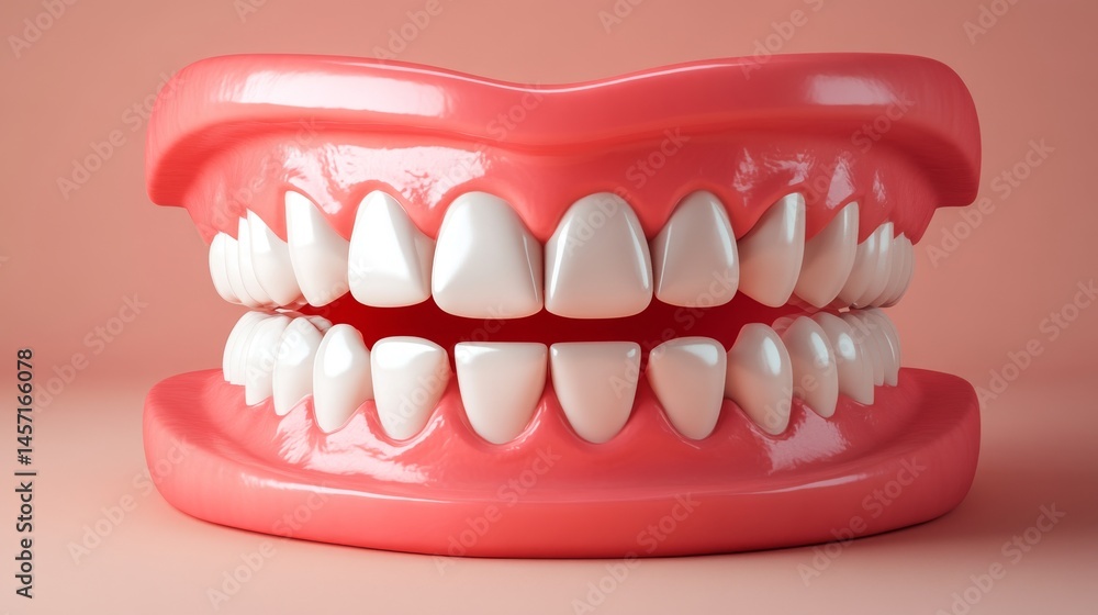 Obraz premium A detailed dental model is shown in close-up, highlighting the intricate anatomy of human teeth and gums