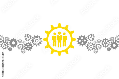 Team Leadership Gear with Group Icon and Cogwheels. Transparent background.jpg